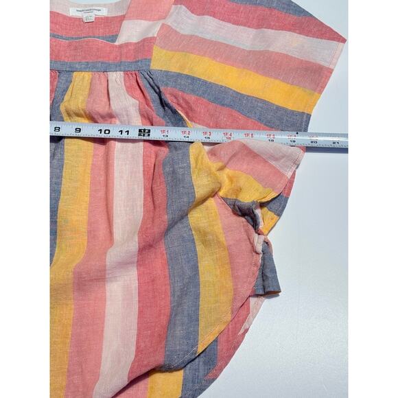 Beachlunchlounge Linen Cotton Striped Boho Blouse Size Small Petite - Picture 7 of 9